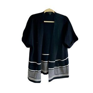 Talbots Open Front Cardigan Sweater Plus Size 0X Striped Cotton Cashmere E087